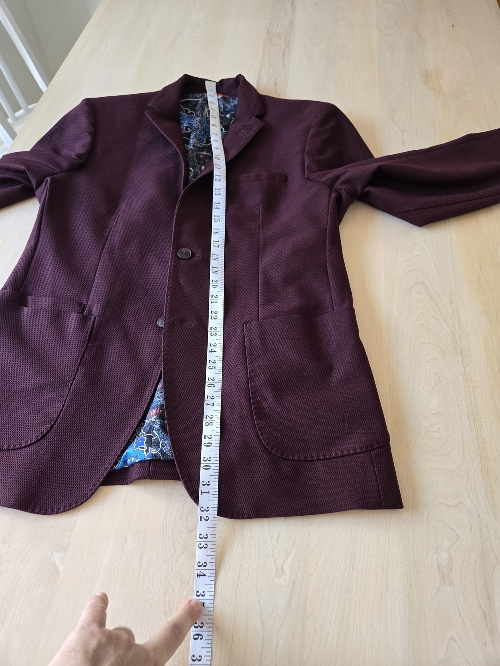 AU NOIR Burgundy Single-Breasted Blazer - damage - Picture 11 of 13